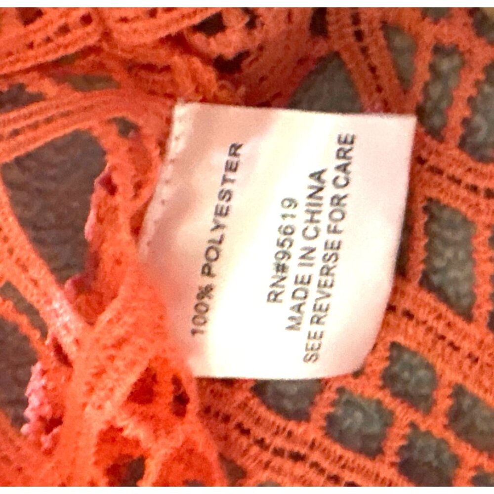Womens Coral Crochet Lace Top Large By Fever Festival Coachella Fairy - Picture 4 of 6